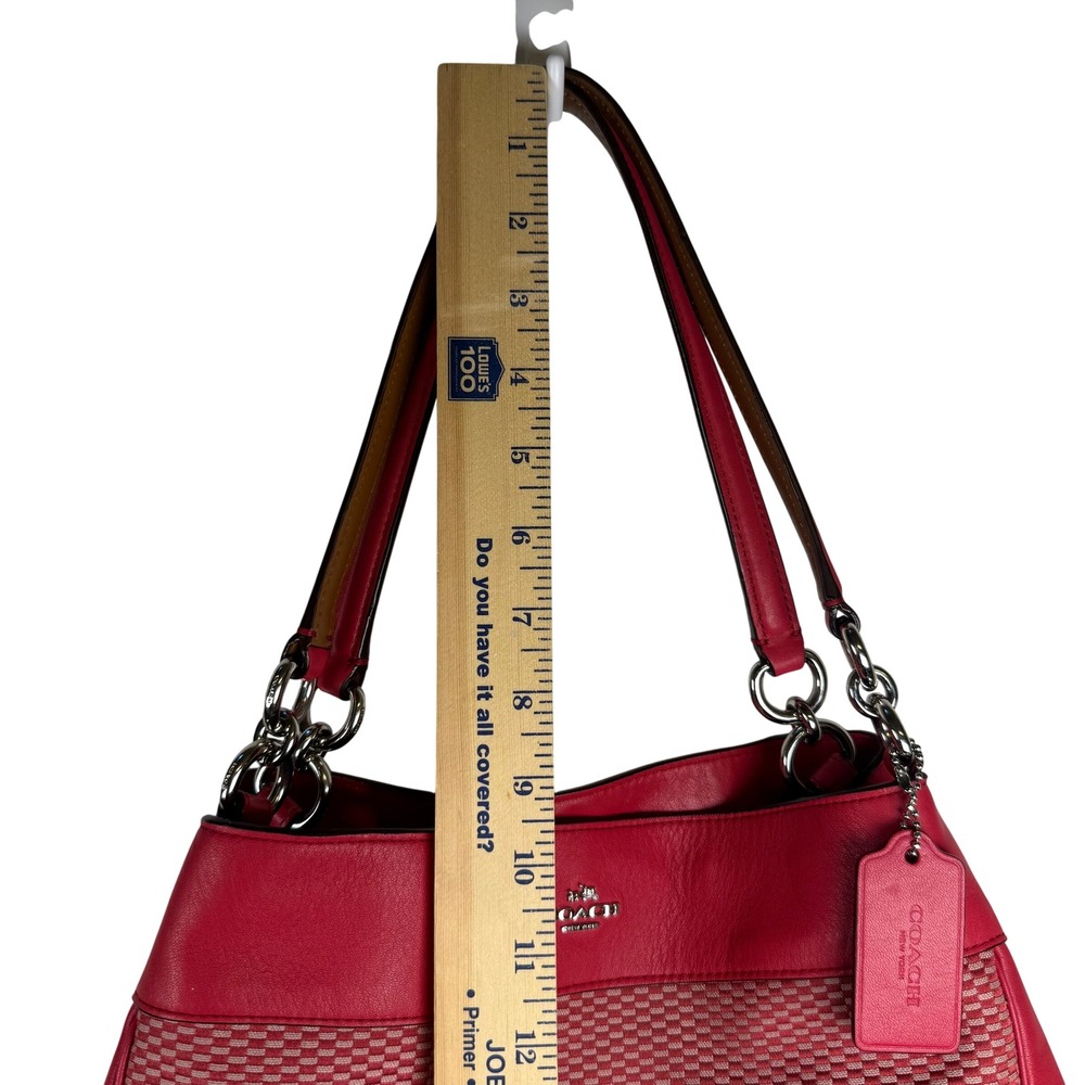 Coach Lexy Legacy Jacquard Hot Pink Leather Hobo Barbiecore Shoulder Bag F57540 - Picture 9 of 16